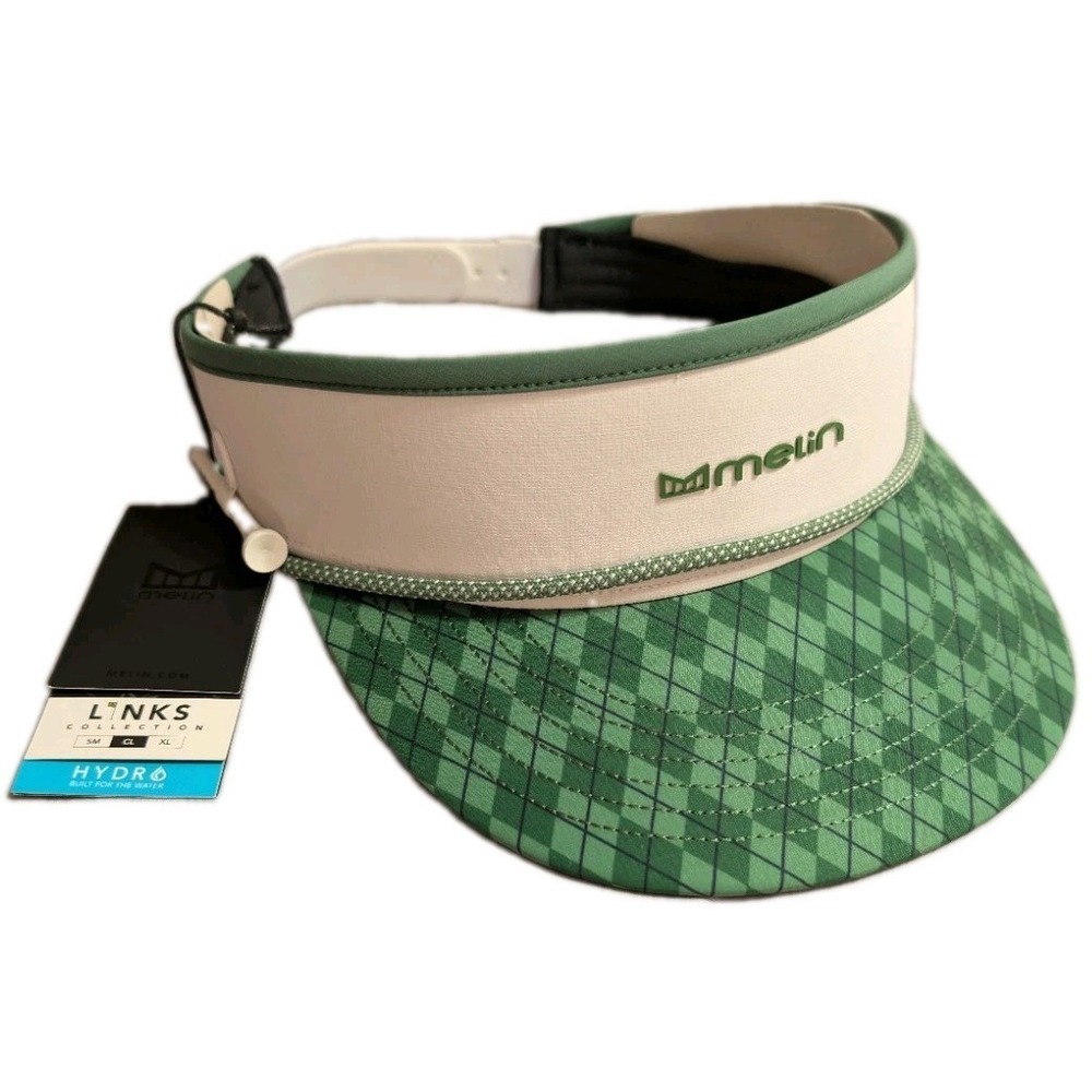 Melin Hydro Coast Links Visor White Green Argyle Adjustable Golf Performance NWT